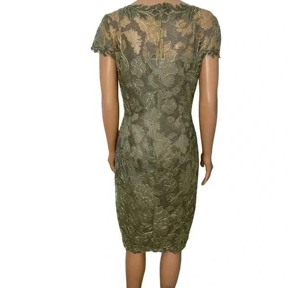 Tadashi Shoji Ilussion Yoke Lace Cocktail  Dress Knee length size 6 - Picture 5 of 11